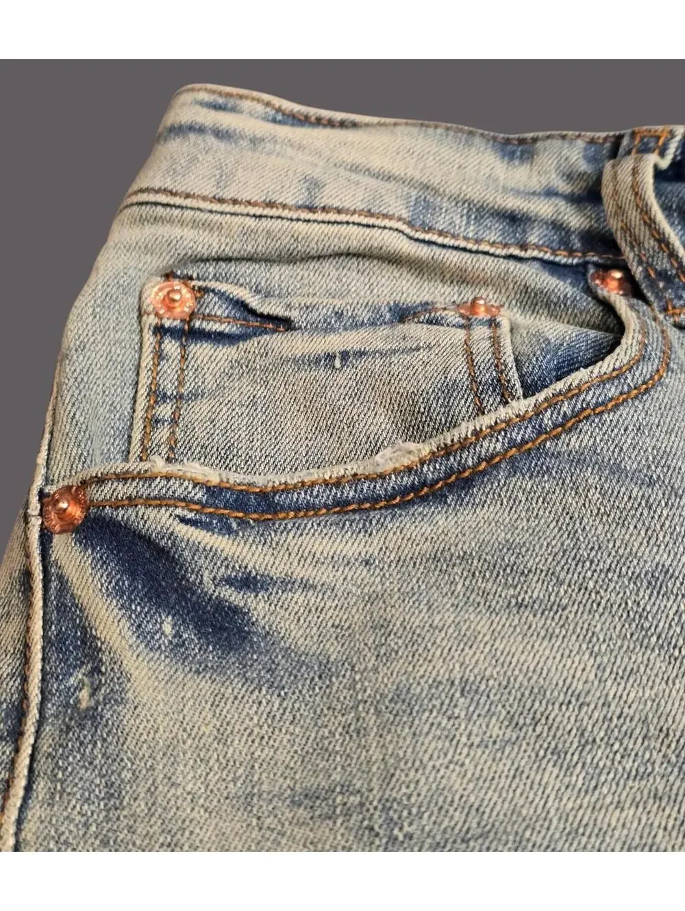 Purple Brand Light Wash Blue Men's Slim Denim Jeans Button